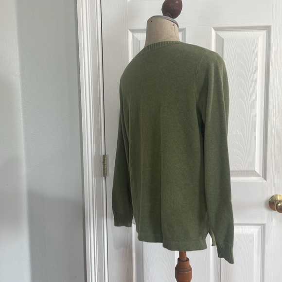 Eddie Bauer pull over sweater crewneck olive green cotton men women size small S - Picture 2 of 5